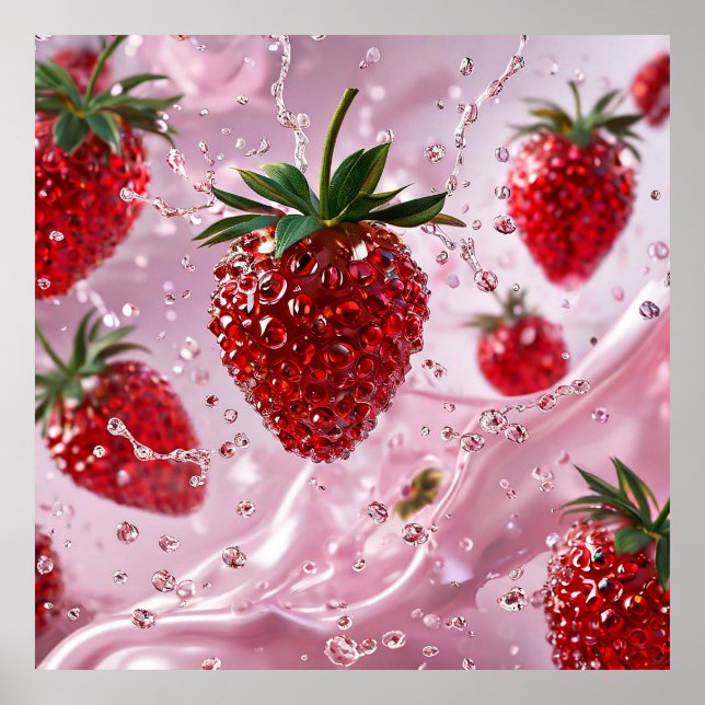 Poster Composition de fraises mûres (Devant)