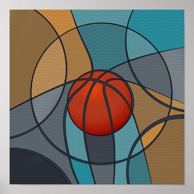 Poster Composition de l'art Abstrait du basket-ball (Devant)