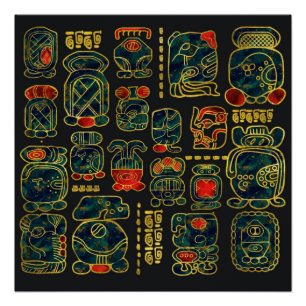 Poster Composition des glyphes du calendrier maya