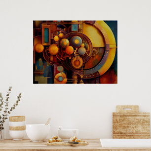 Poster Composition d'Orbe Mécanique Steampunk