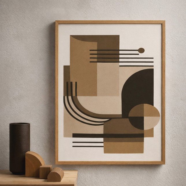 Poster Composition Géométrique Abstraite dans des Tons Te (Créateur téléchargé)