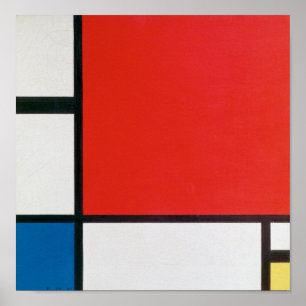 Poster Composition II en rouge, bleu et jaune - Mondrian