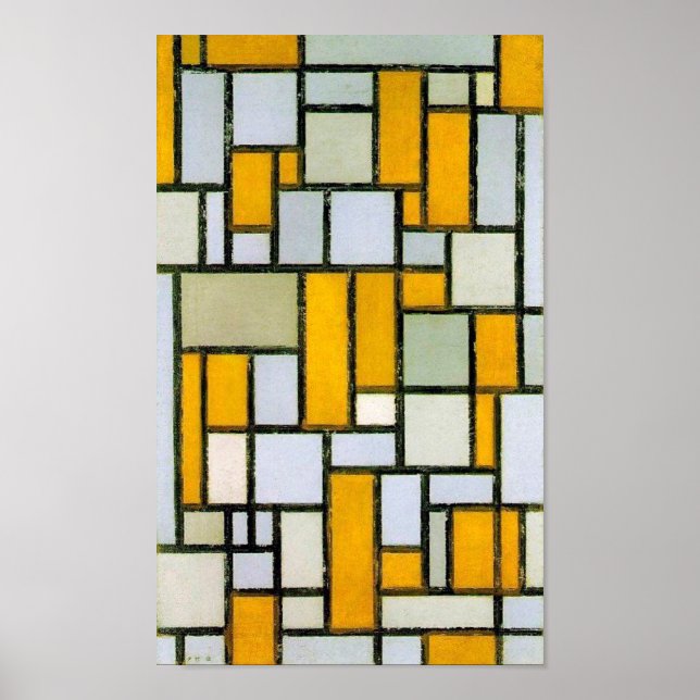 Poster Composition Jaune et Gris, Mondrian (Devant)