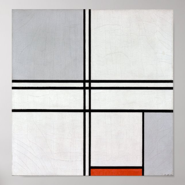 Poster Composition (no 1) Gris-rouge | Piet Mondrian | (Devant)