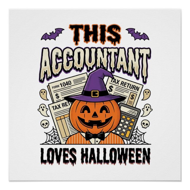 Poster Comptable d'Halloween Drôle Saison fiscale effraya (Devant)