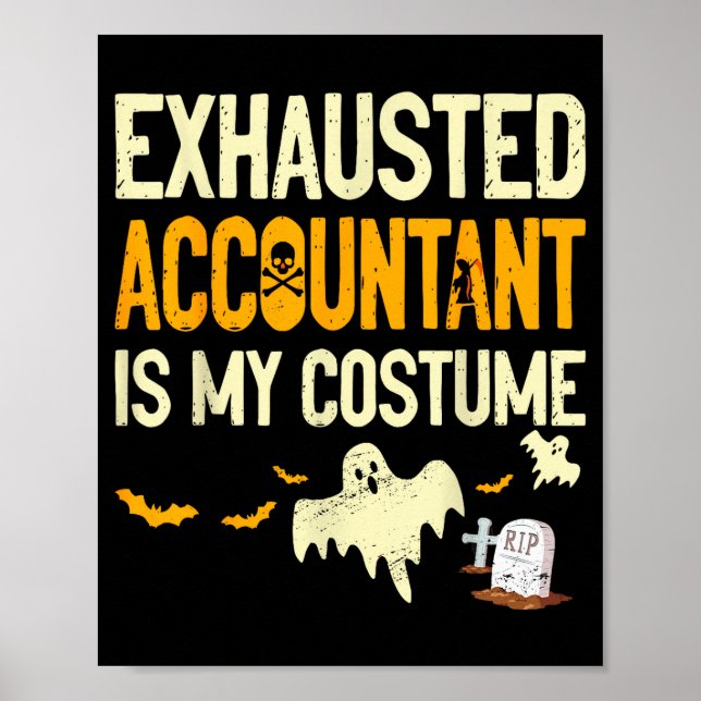 Poster Comptable épuisé Cpa Halloween Drôle Comptable (Devant)