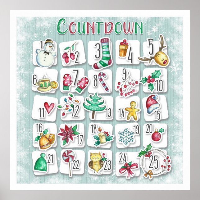 Poster Compte à rebours du calendrier de Noël (Devant)