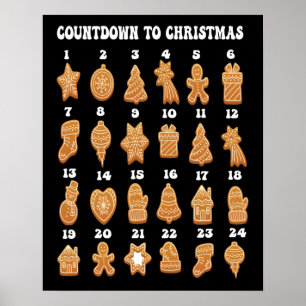 Poster Compte à rebours du calendrier des fêtes de Noël
