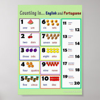 Poster Compter.... anglais et portugais