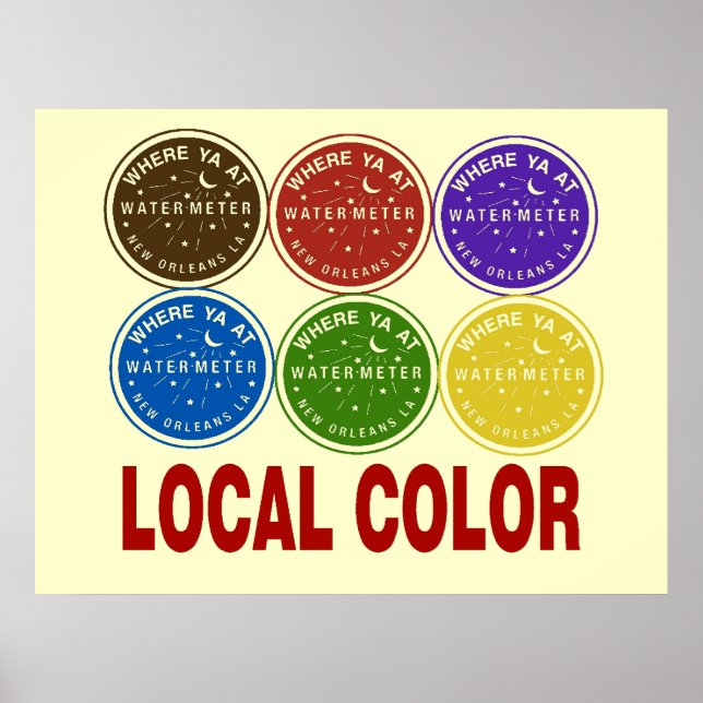Poster Compteur d'eau de la Nouvelle-Orléans Couleurs loc (Devant)