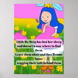 Poster comptine de dessin animé amusant little bo-peep a 