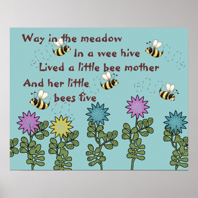 Poster Comptine de la nurserie des abeilles et des fleurs (Devant)
