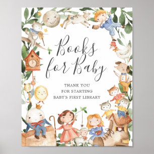 Poster Comptines Livres de Baby Shower pour bébé signe