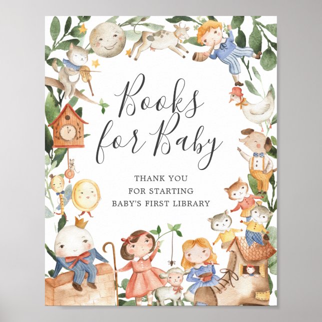 Poster Comptines Livres de Baby Shower Pour Bébé Signe (Devant)