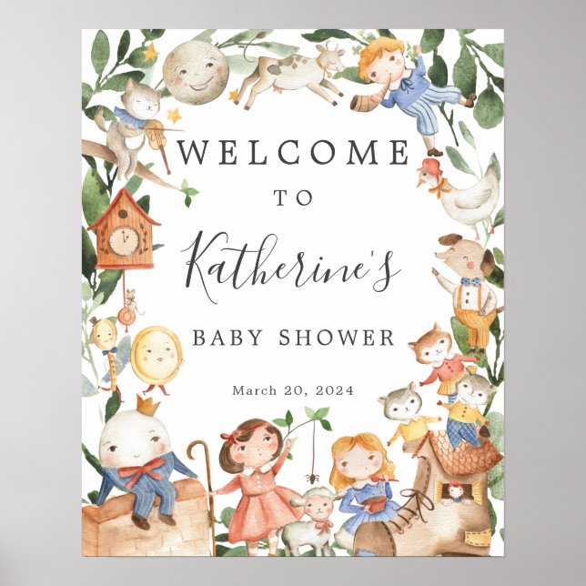 Poster Comptines Signe de bienvenue Baby Shower (Devant)