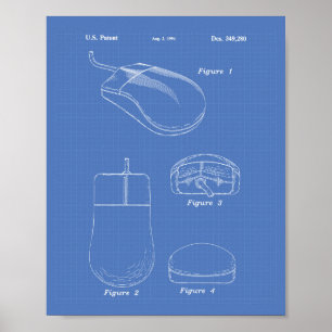 Poster Computer Mouse 1994 Patent Art Blueprint