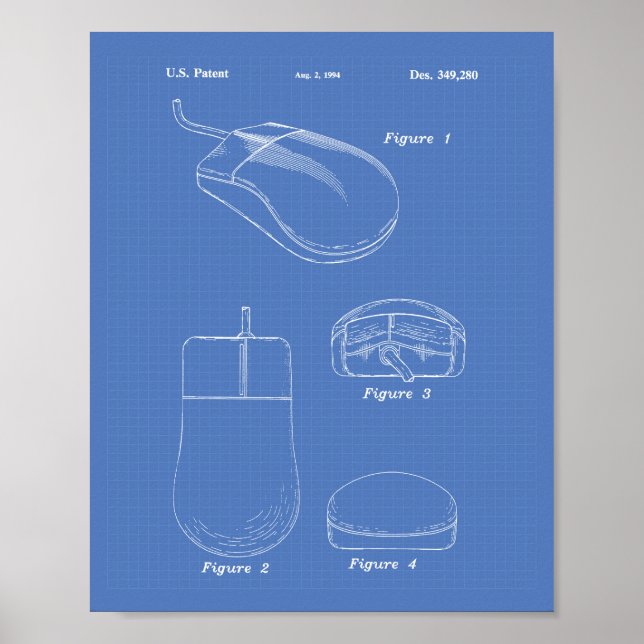 Poster Computer Mouse 1994 Patent Art Blueprint (Devant)