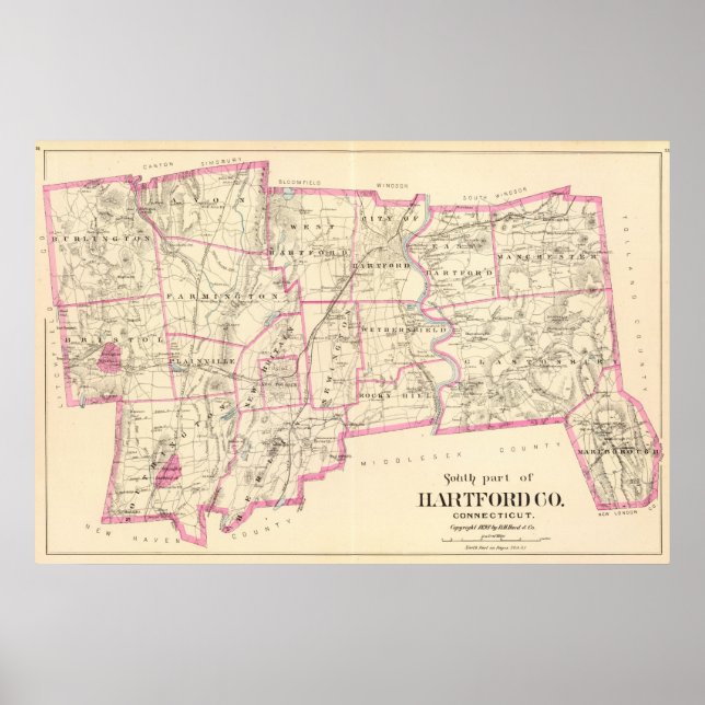 Poster Comté de Hartford Connecticut (Devant)
