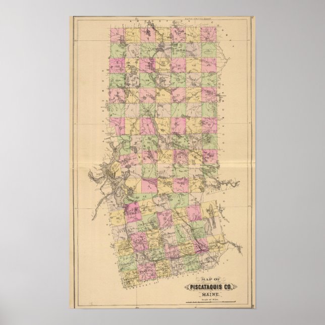 Poster Comté de Piscataquis, Maine (Devant)