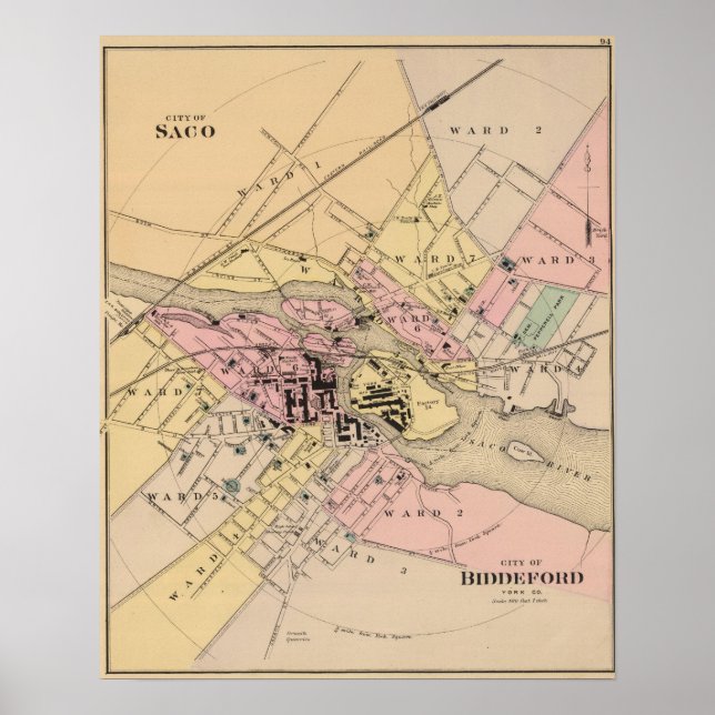 Poster Comté de York, Maine (Devant)