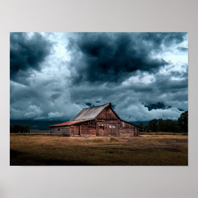 Poster Comté rural Cabin During Storm (Devant)