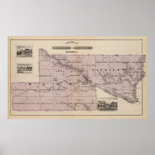 Poster Comtés de Brown et Nicollet, Minnesota