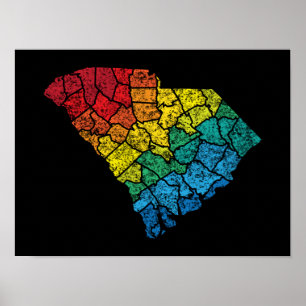 Poster comtés de couleur de la Caroline du Sud