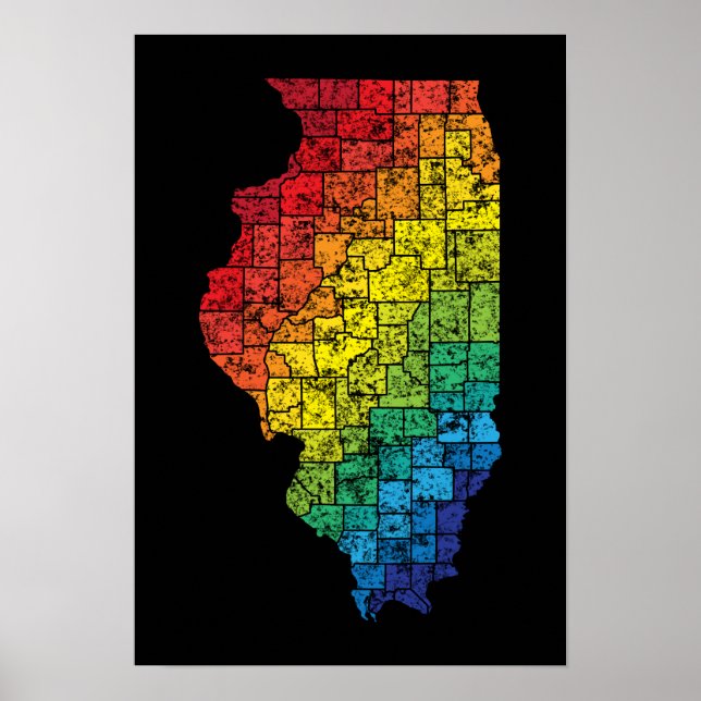 Poster comtés de couleur de l'illinois (Devant)