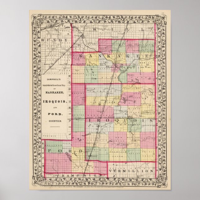 Poster Comtés de Kankakee, Iroquois, Ford (Devant)