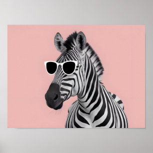 Poster Concept animal créatif : Zèbre avec lunettes de so