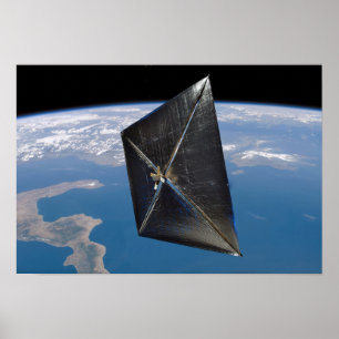 Poster Concept artistique de NanoSail-D dans l'espace