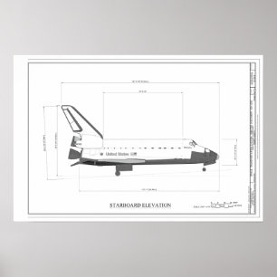 Poster Concept de navette spatiale vintage Dessin techniq