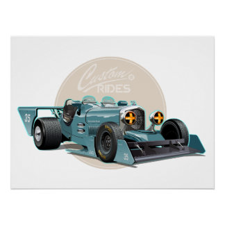 Poster Concept de voiture de course rétro personnalisé