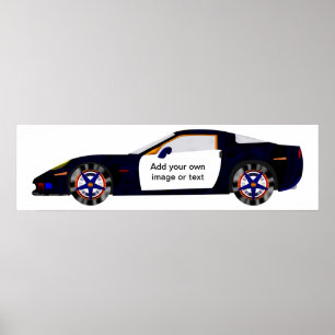 Poster Concept Police Car - Ajouter votre propre texte ou