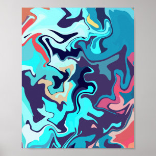 Poster Conception abstraite aux tons turquoise apaisants