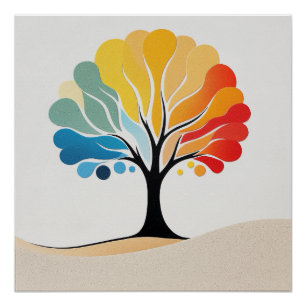 Poster Conception Abstraite de l'arbre coloré
