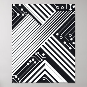 Poster Conception abstraite des cartes de circuits géomét