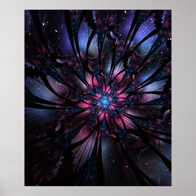 Poster Conception Abstraite des fleurs fractales. (Devant)