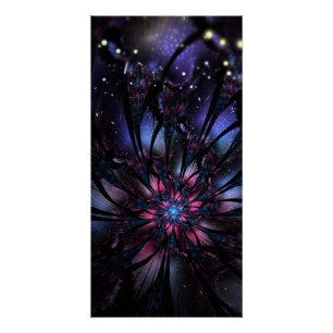 Poster Conception Abstraite des fleurs fractales.