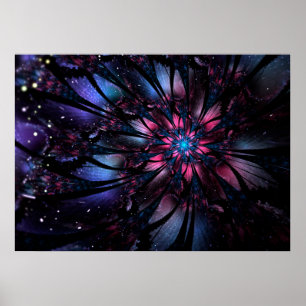 Poster Conception Abstraite des fleurs fractales.