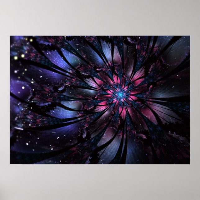 Poster Conception Abstraite des fleurs fractales. (Devant)
