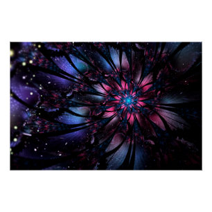 Poster Conception Abstraite des fleurs fractales.