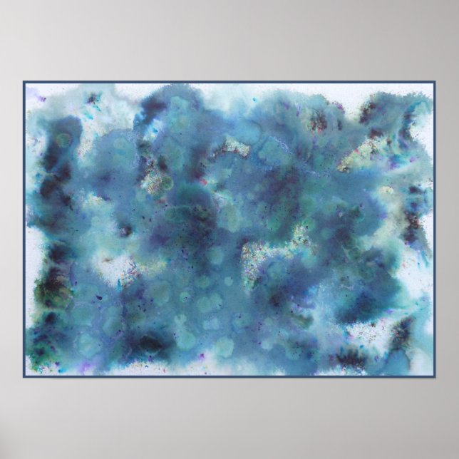 Poster Conception abstraite en bleu. (Devant)