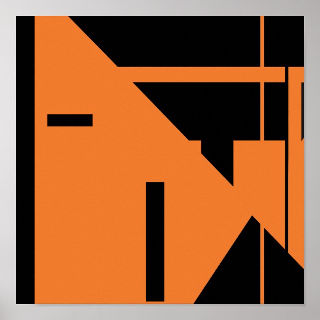 Poster Conception abstraite géométrique en noir orange de (Devant)