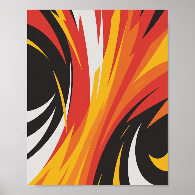Poster Conception abstraite rouge, orange et jaune (Devant)
