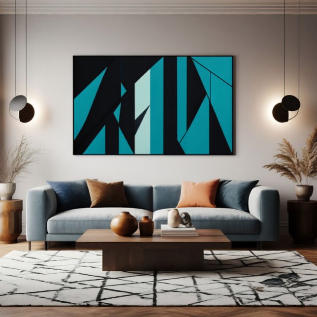 Poster Conception Abstraite Turquoise Noir (Créateur téléchargé)