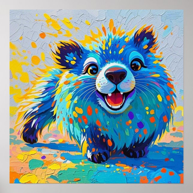 Poster Conception artistique d'animal abstrait coloré d'o (Devant)