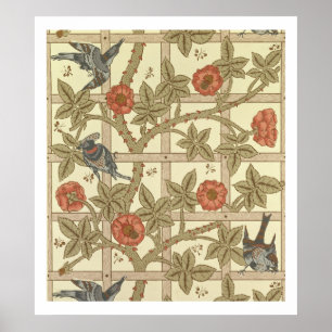 Poster Conception bleue et orange de papier peint de