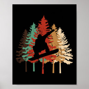 Poster Conception cadeau de snowboard Style pin Vintage