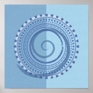 Poster Conception circulaire géométrique bleue Abstraite